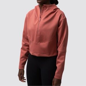 Born Primitive Womens Cropped 1/2 Zip Pullover Dusty Pink Orange Jacket Gym Sz M